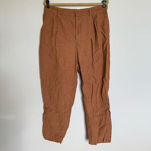 Gap Pleated Pull On High Waisted Tapered Cord Trouser Pants Brown Size 16